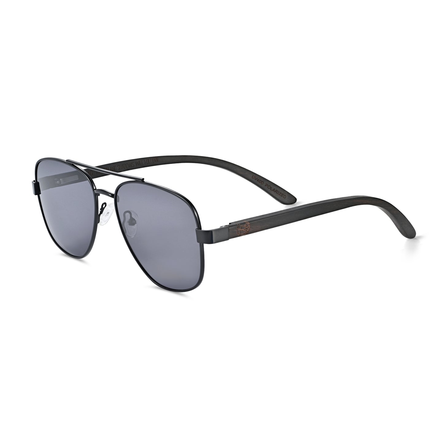 Earth Wood Kotor Polarized Sunglasses - Black/Black - ESG600-1