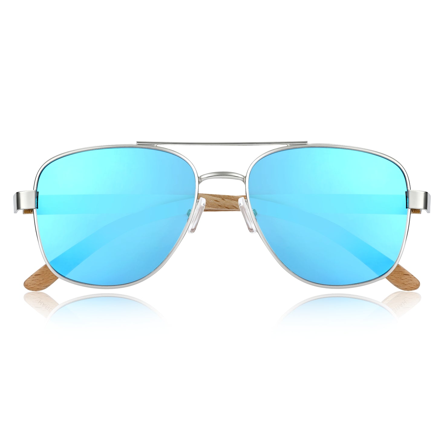 Earth Wood Kotor Polarized Sunglasses - Bamboo/Blue - ESG600-4