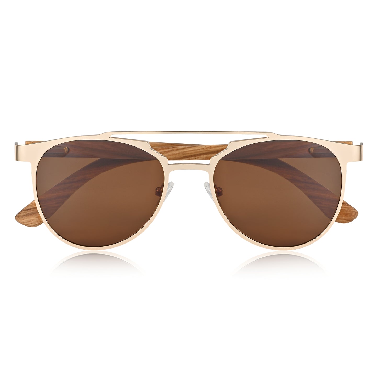 Earth Wood Positano Polarized Sunglasses - Zebra/Brown - ESG602-2
