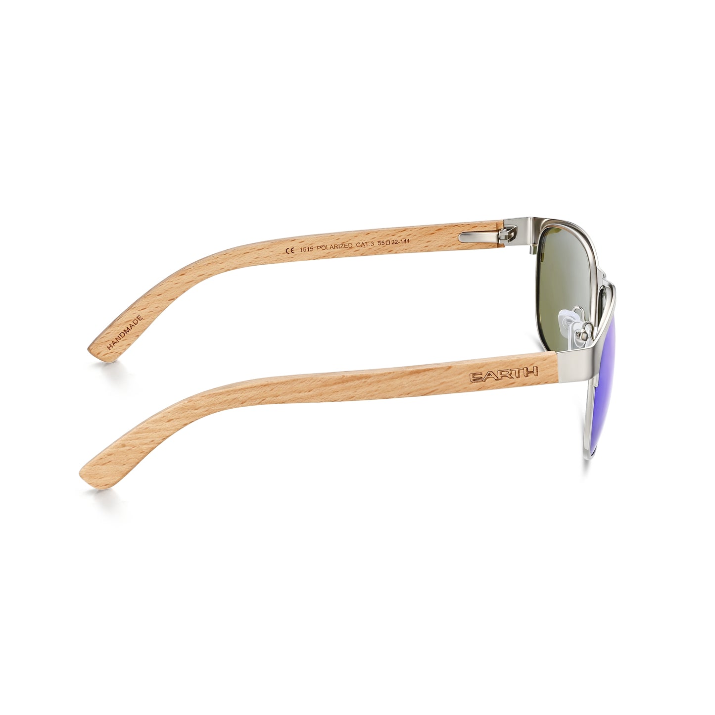 Earth Wood Troon Polarized Sunglasses - Bamboo/Blue - ESG603-4