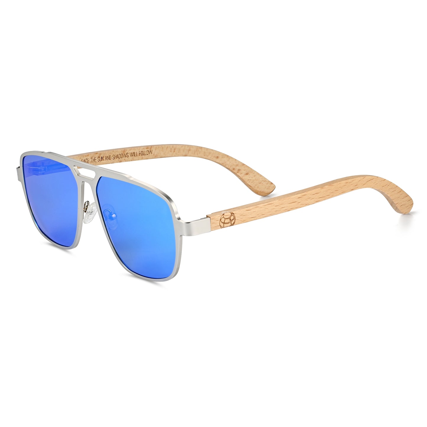 Earth Wood Avila Polarized Sunglasses - Bamboo/Blue - ESG604-4