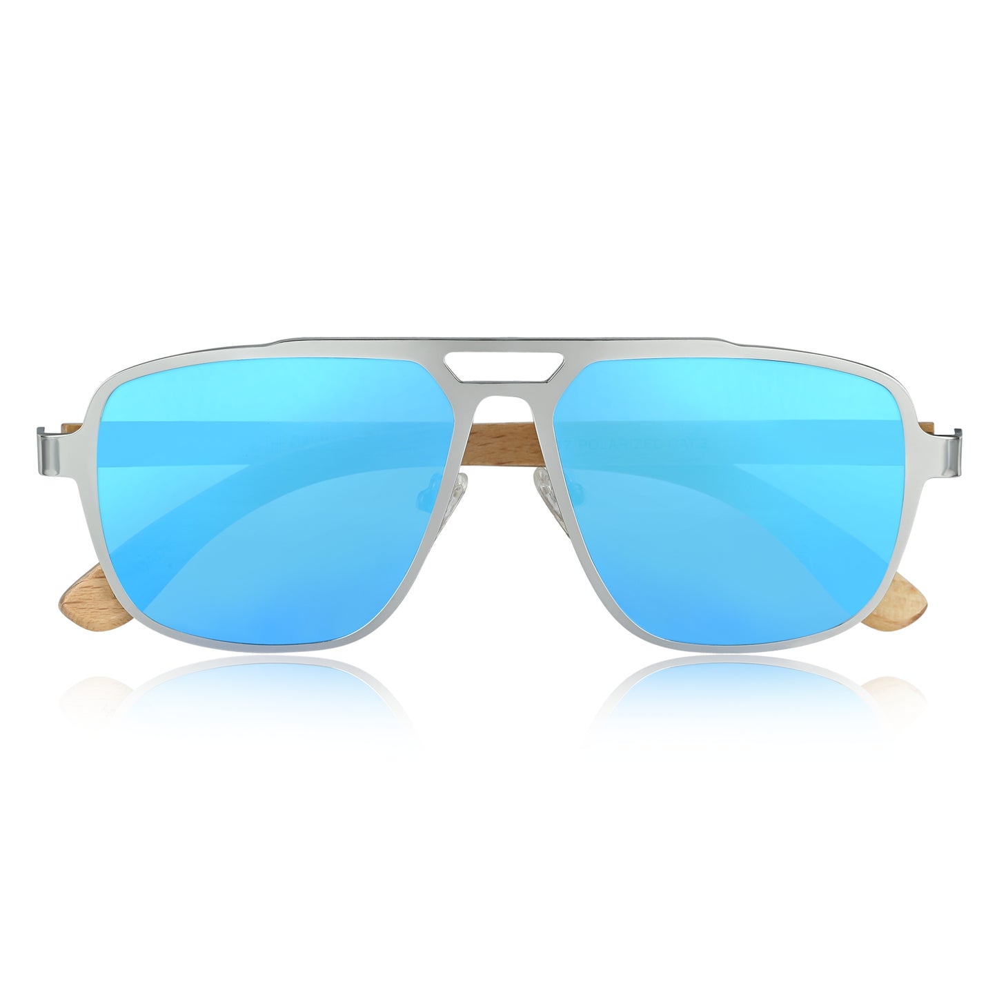 Earth Wood Avila Polarized Sunglasses - Bamboo/Blue - ESG604-4