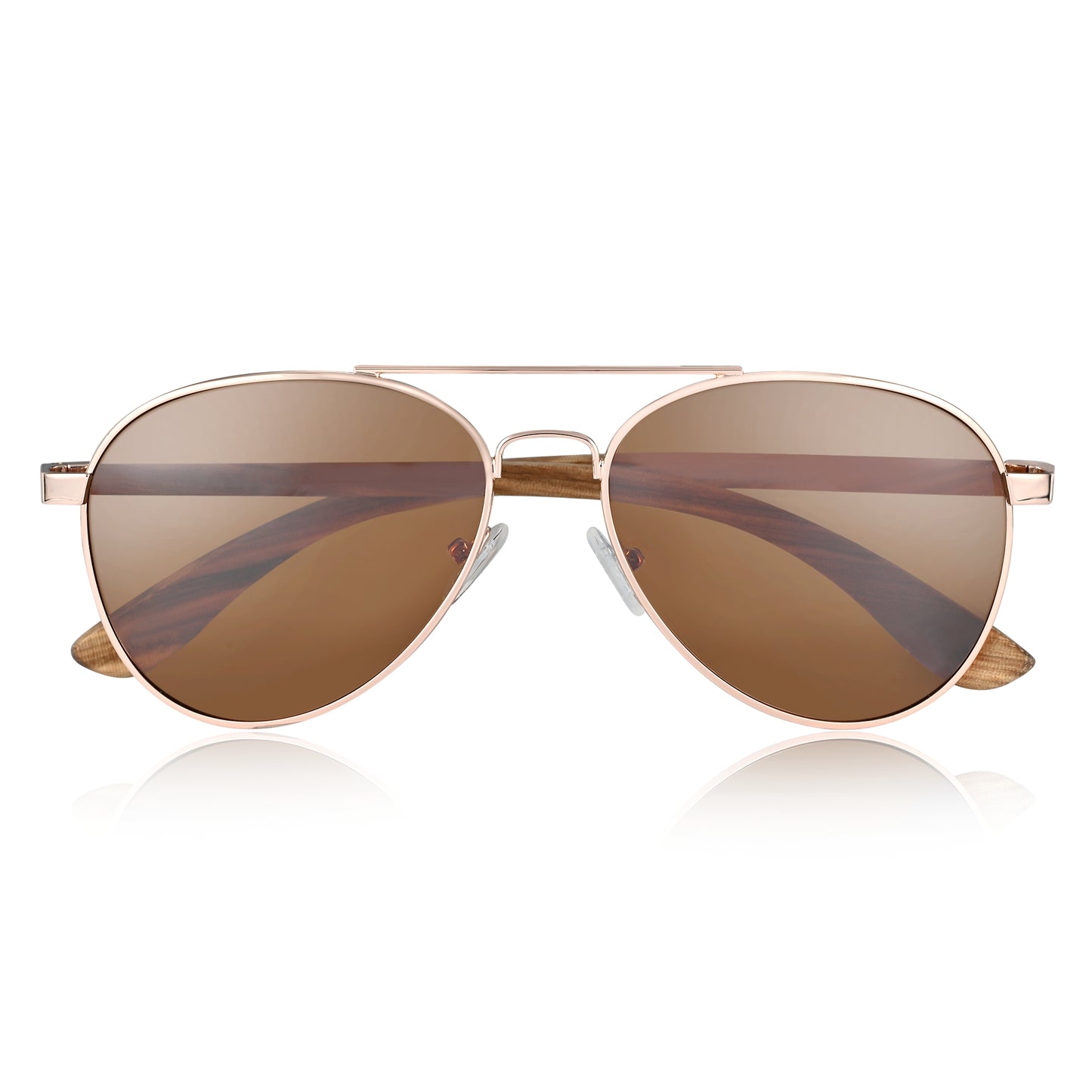 Earth Wood Sayulita Polarized Sunglasses - Zebra/Brown - ESG606-2