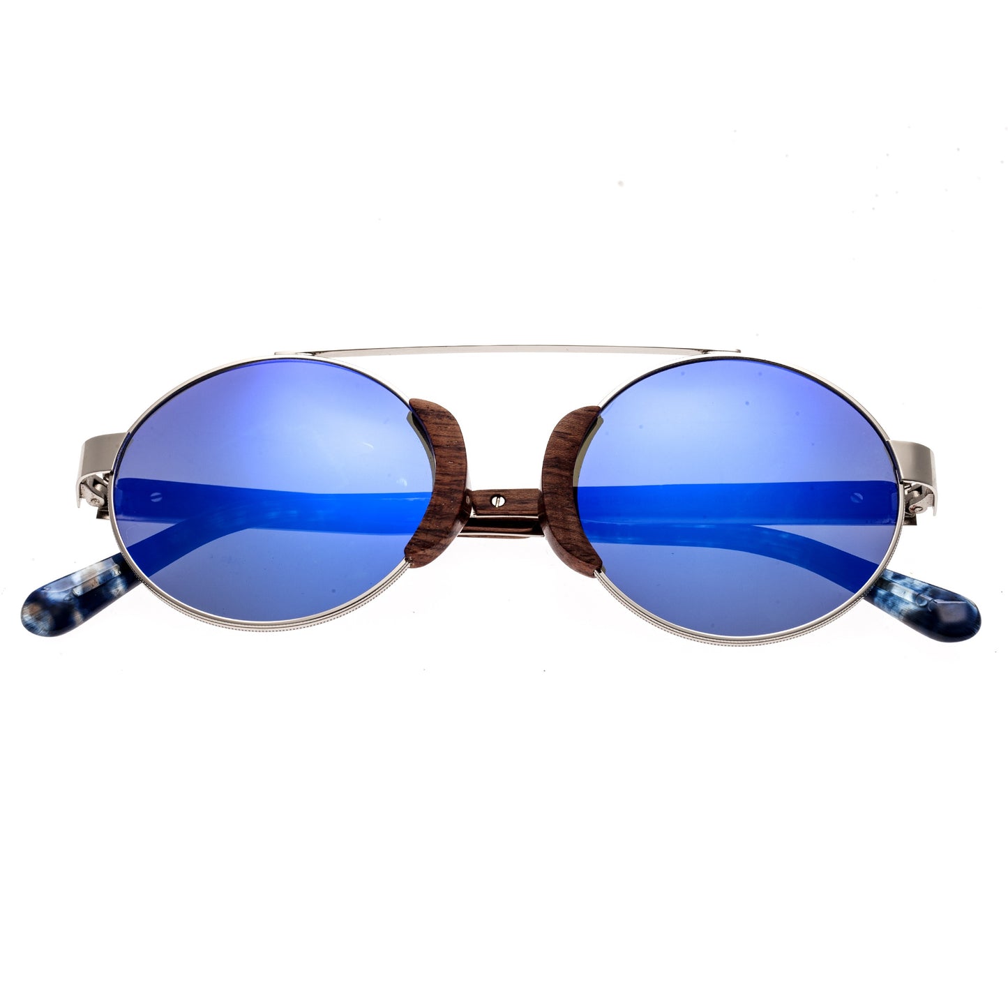 Earth Wood Talisay Polarized Sunglasses - Silver/Purple-Blue - ESG015R