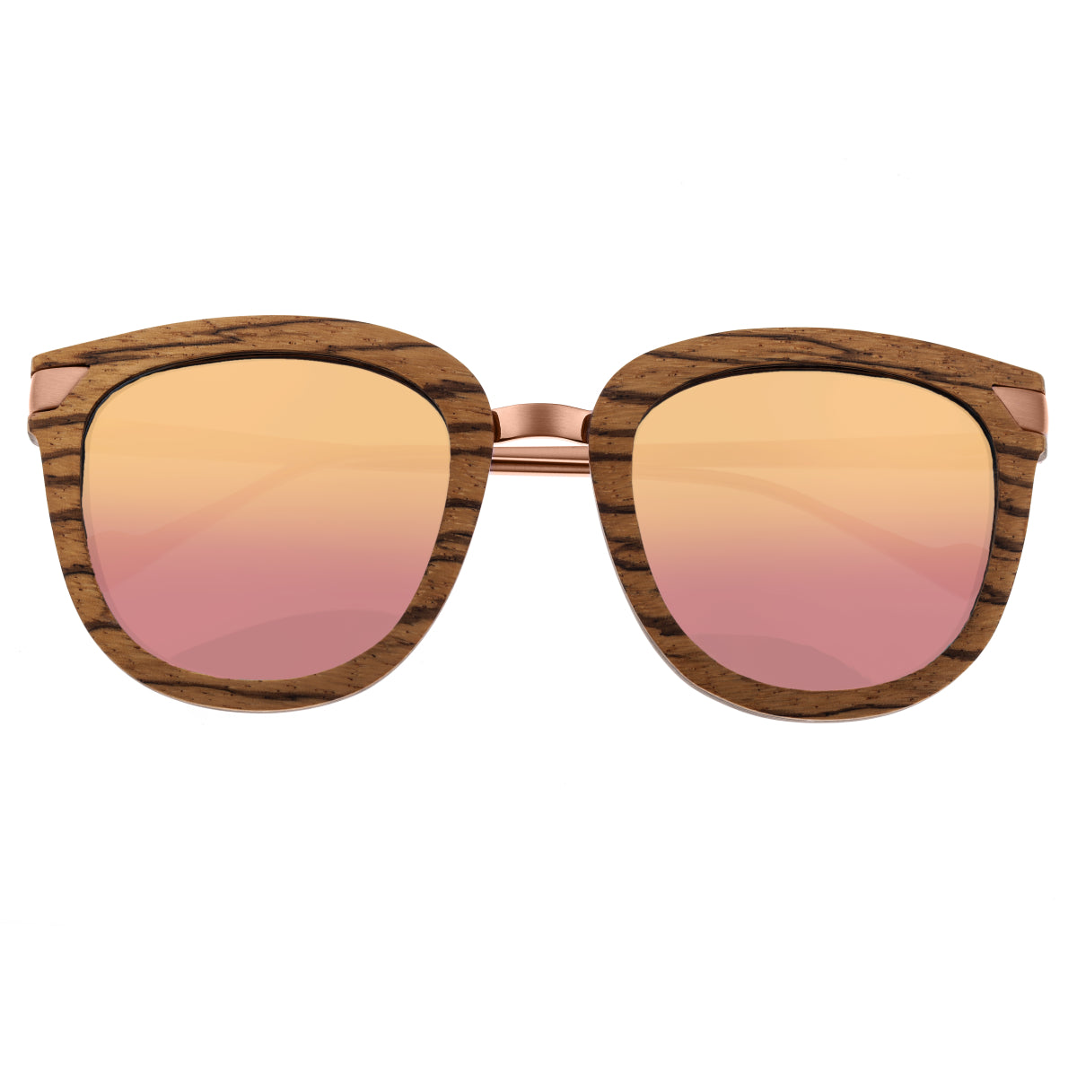 Earth Wood Nissi Polarized Sunglasses - Zebrawood/Rose Gold - ESG033ZW