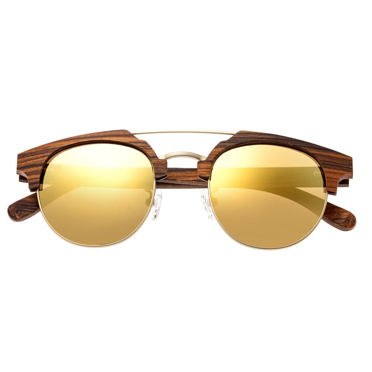 Earth Wood Kai Polarized Sunglasses - Brown Stripe/Gold - ESG024GD