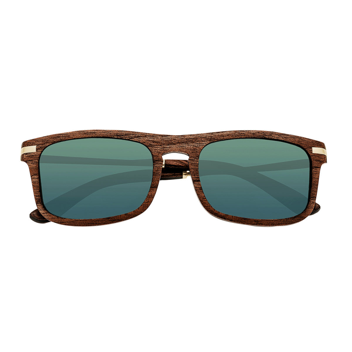 Earth Wood Queensland Polarized Sunglasses - Brown/Blue - ESG011BL