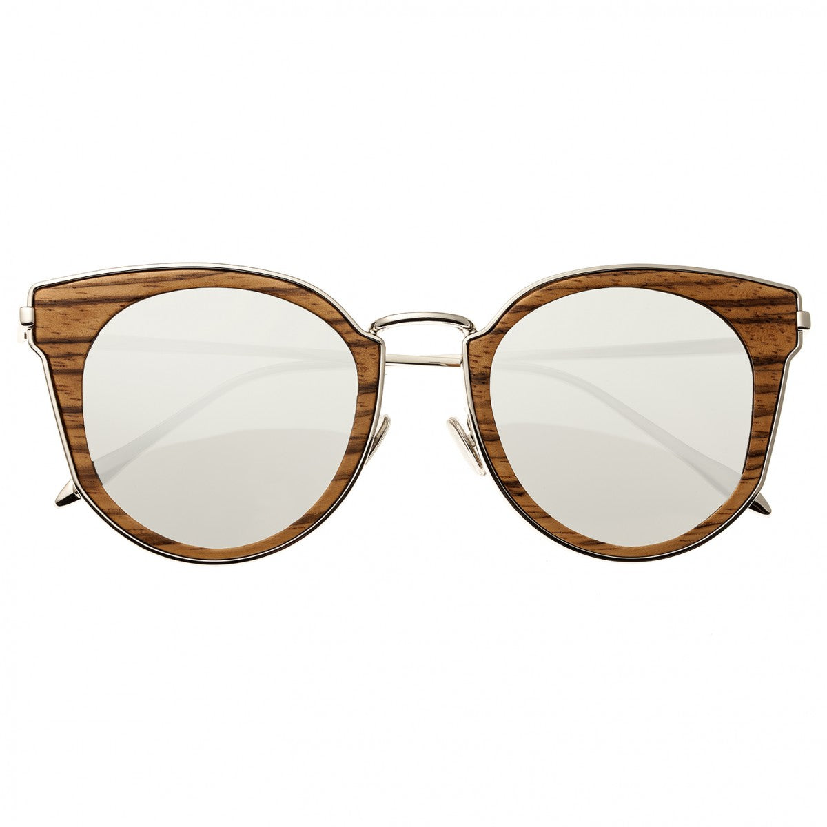 Earth Wood Karekare Polarized Sunglasses - Zebra/Silver - ESG028Z