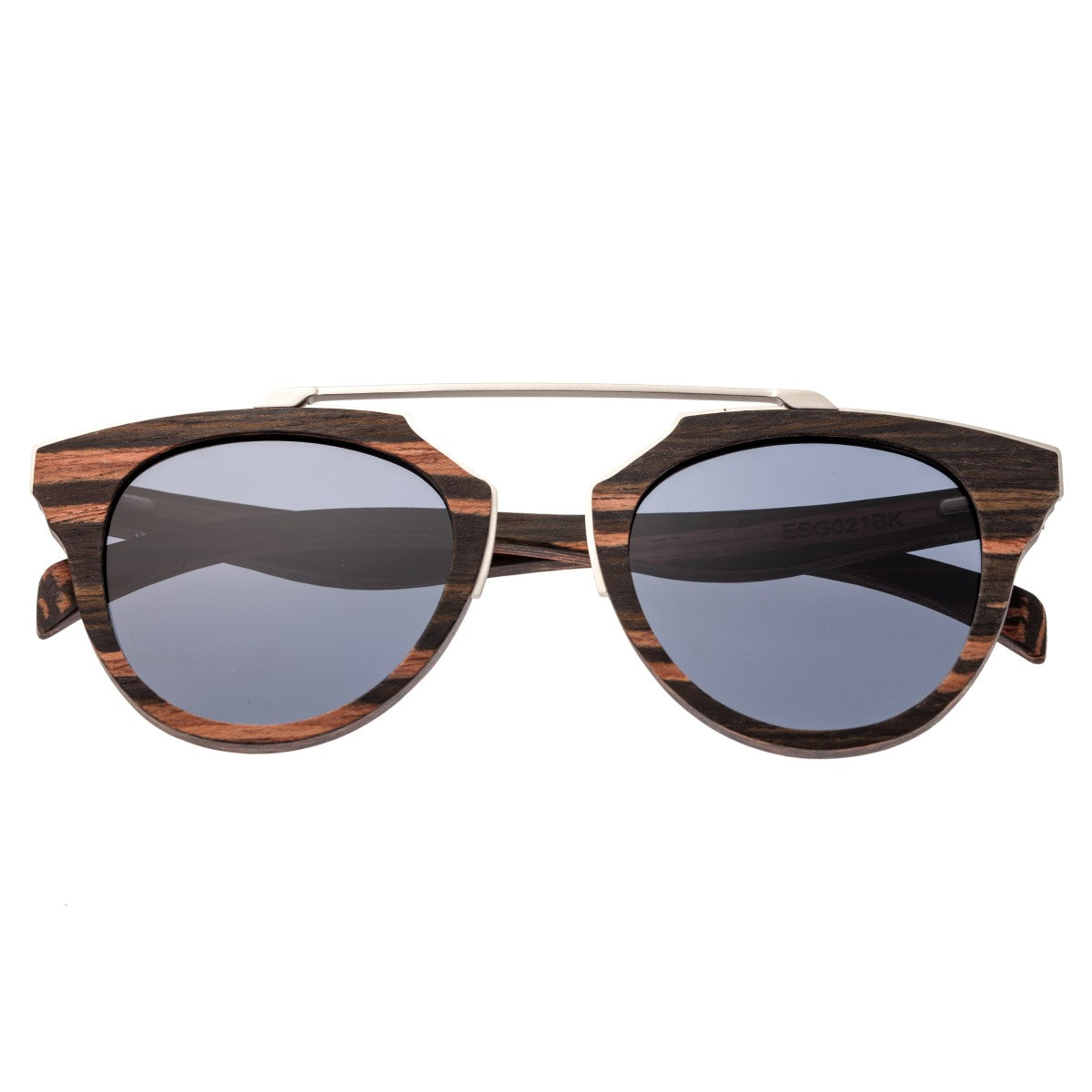 Earth Wood Ceira Polarized Sunglasses - Brown Stripe/Black - ESG021BK