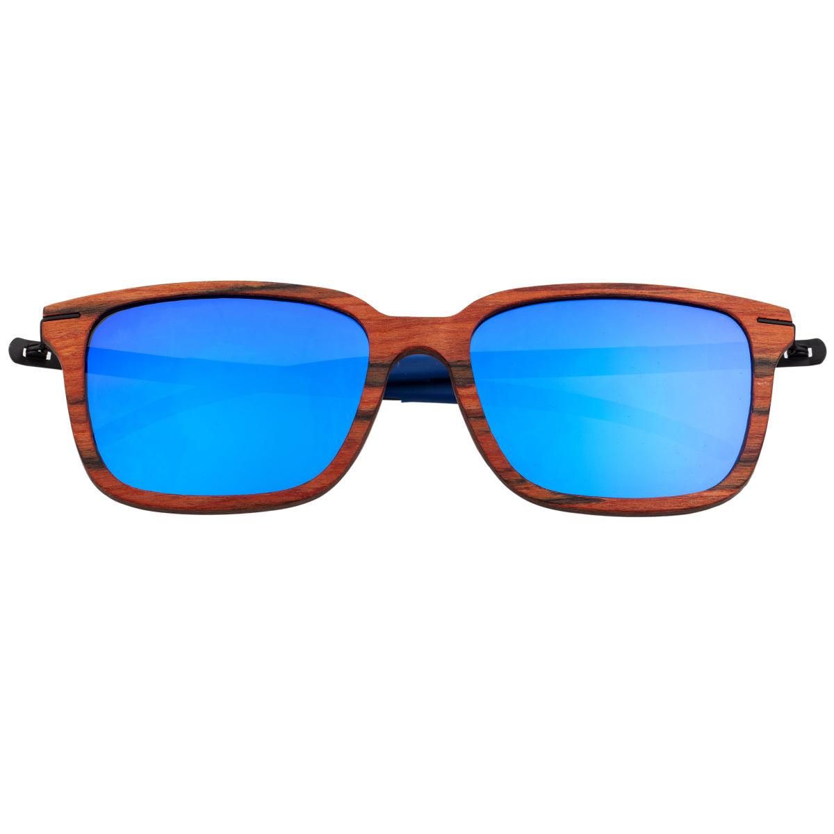 Earth Wood Doumia Polarized Sunglasses - Red Rosewood/Blue - ESG043RB
