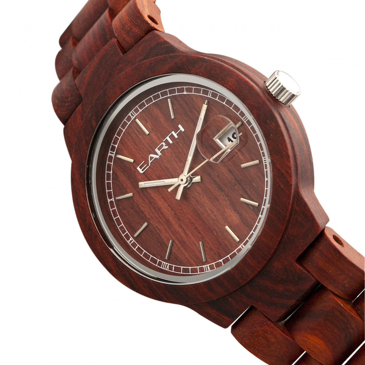 Earth Wood Biscayne Bracelet Watch w/Date - Red - ETHEW4203