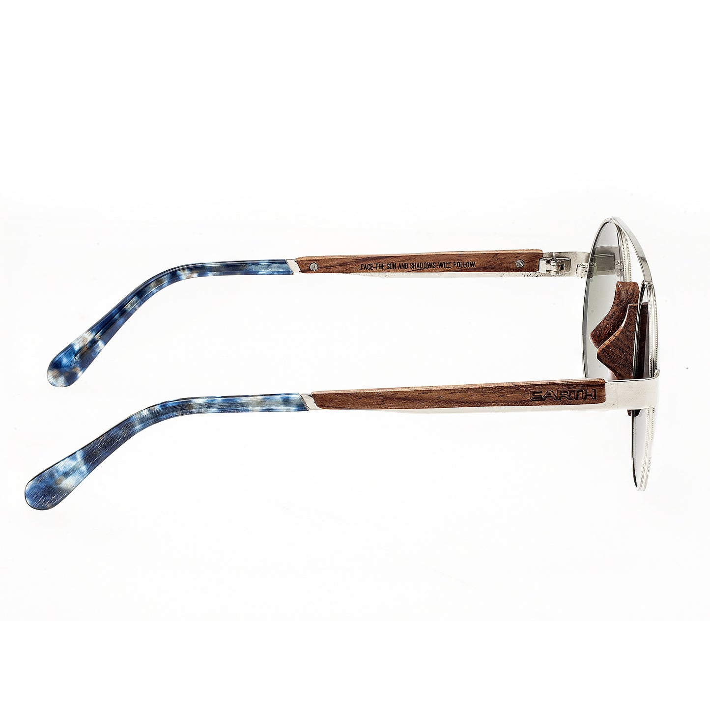 Earth Wood Talisay Polarized Sunglasses - Silver/Purple-Blue - ESG015R