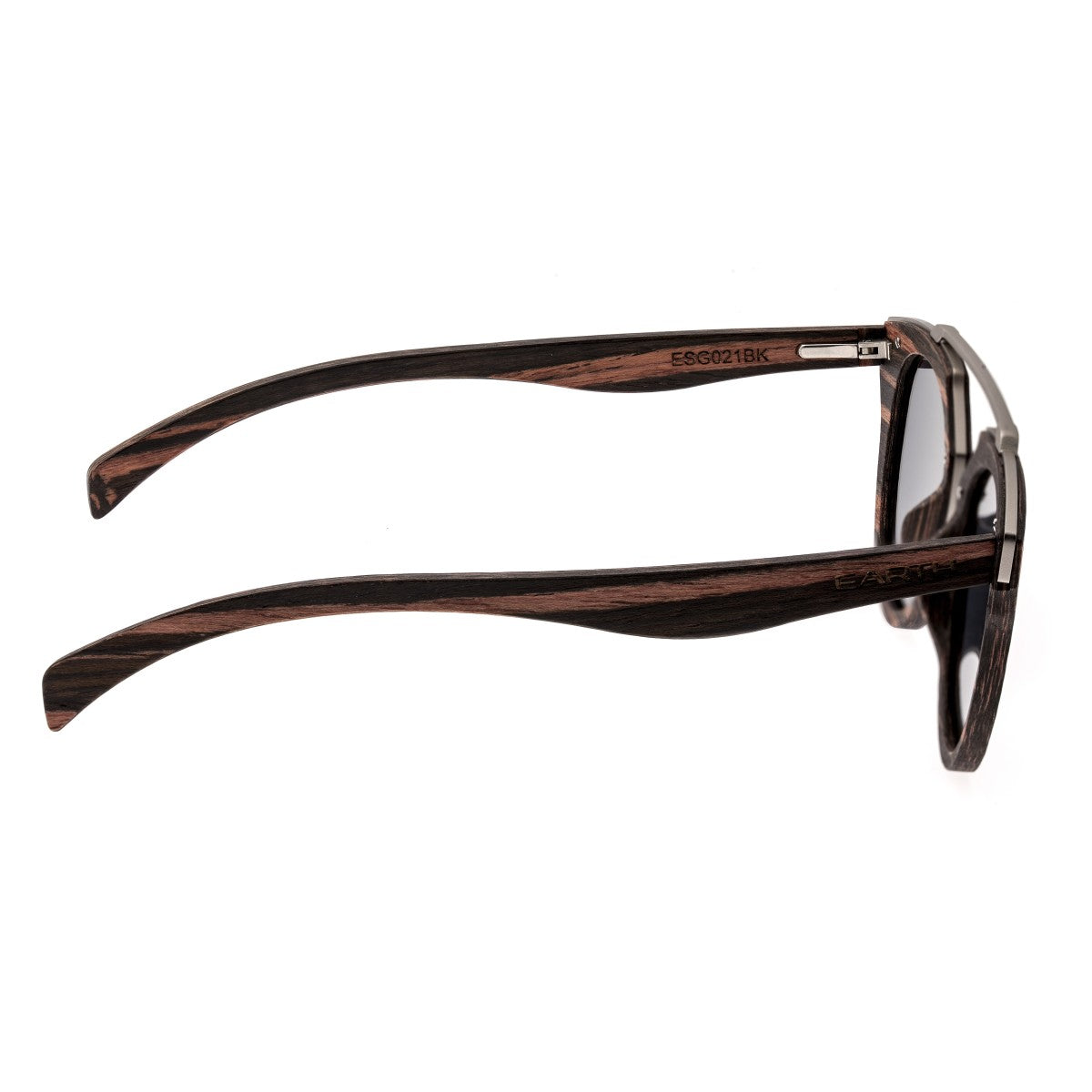 Earth Wood Ceira Polarized Sunglasses - Brown Stripe/Black - ESG021BK
