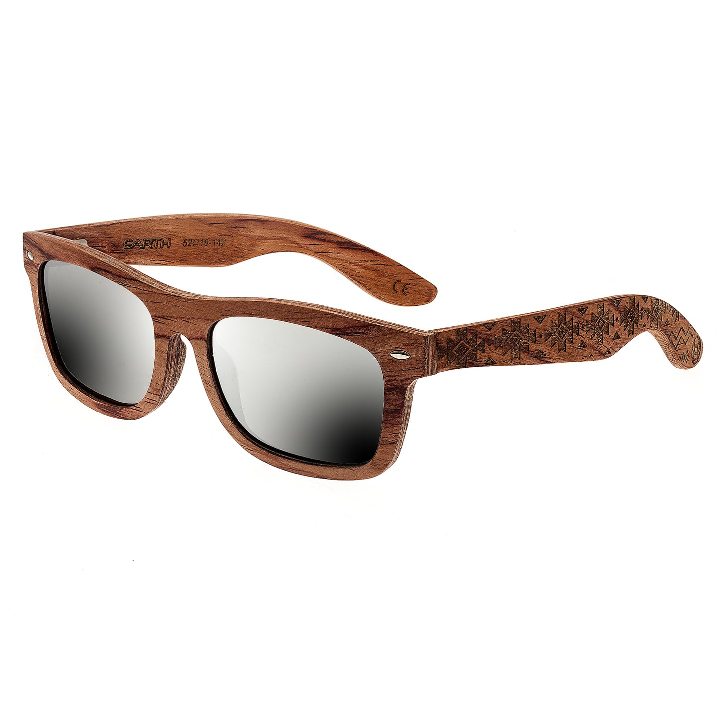 Earth Wood Maya Polarized Sunglasses - Red Rosewood/Silver - ESG005R