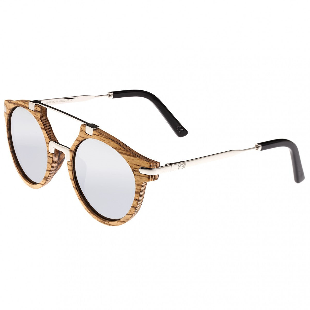 Earth Wood Petani Polarized Sunglasses - Zebra/Silver - ESG034ZW