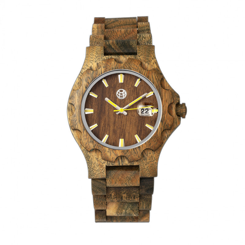 Earth Wood Gila Bracelet Watch w/Magnified Date