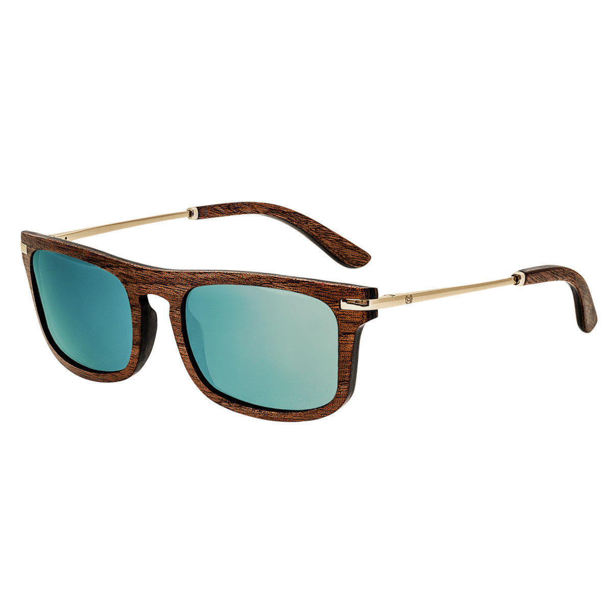 Earth Wood Queensland Polarized Sunglasses - Brown/Blue - ESG011BL