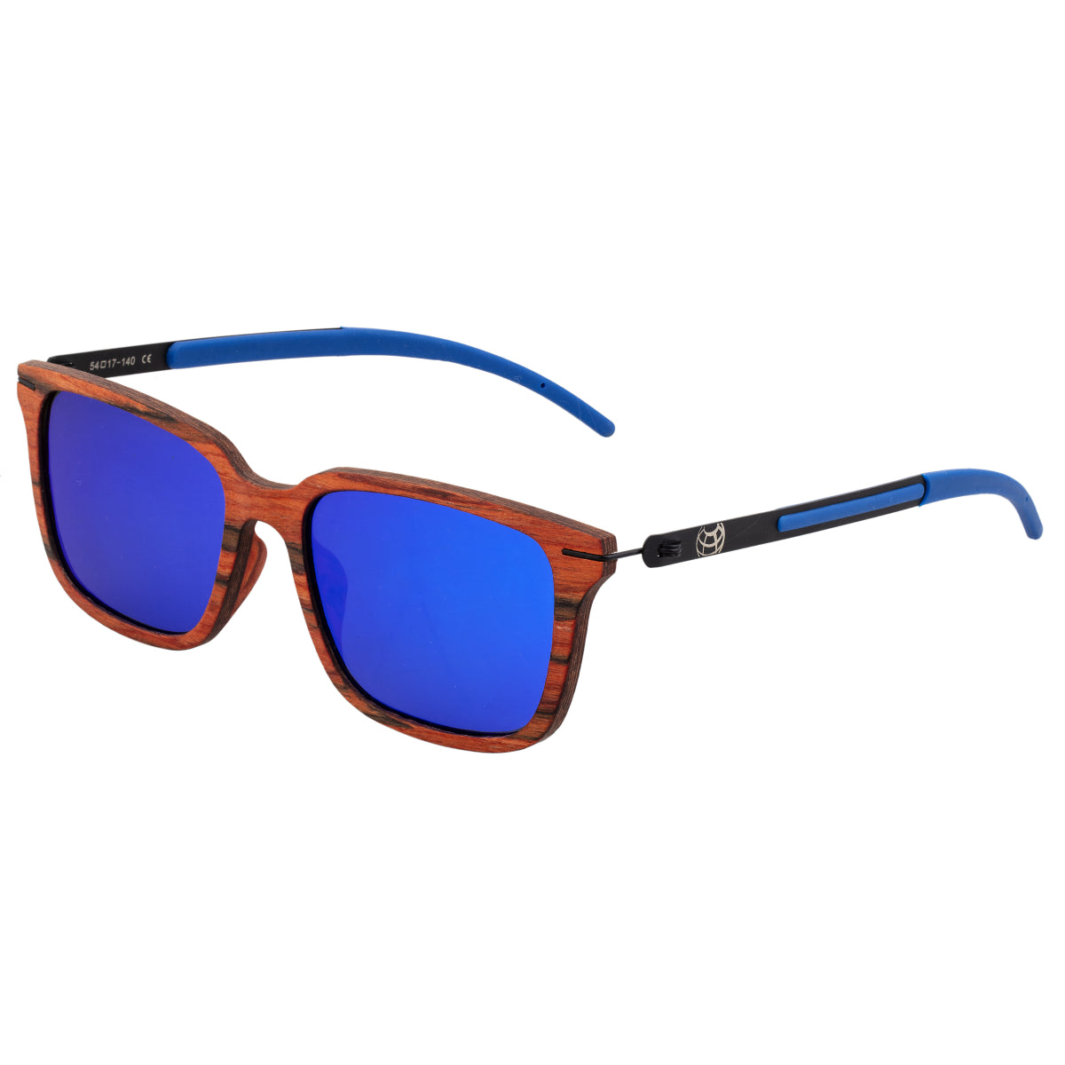 Earth Wood Doumia Polarized Sunglasses - Red Rosewood/Blue - ESG043RB
