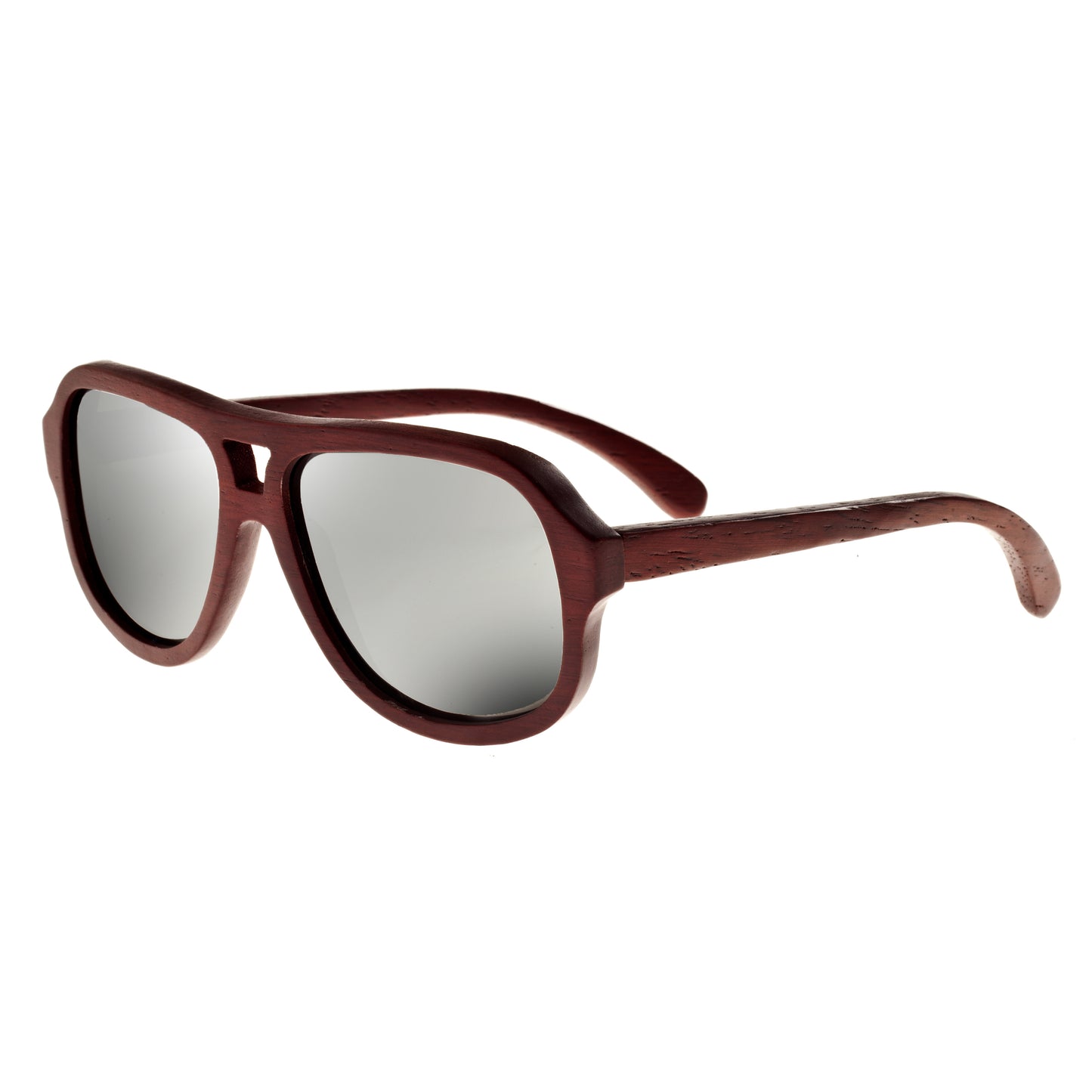 Earth Wood Cannon Polarized Sunglasses - Red Rosewood/Silver - ESG065R