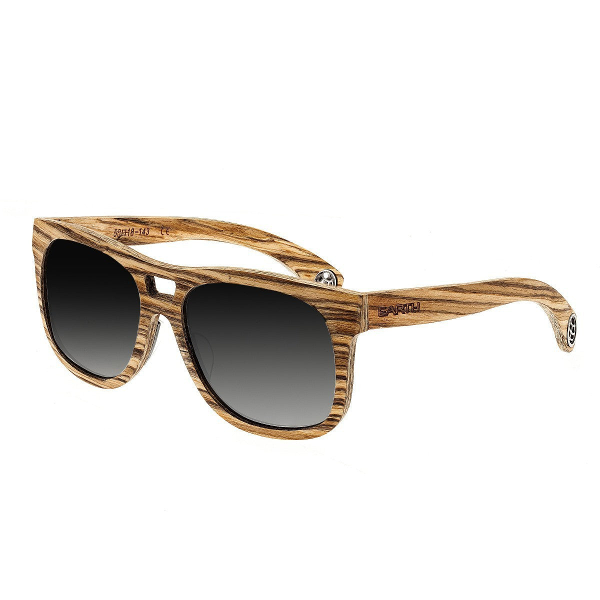 Earth Wood Las Islas Polarized Sunglasses - Zebrawood/Silver - ESG055Z
