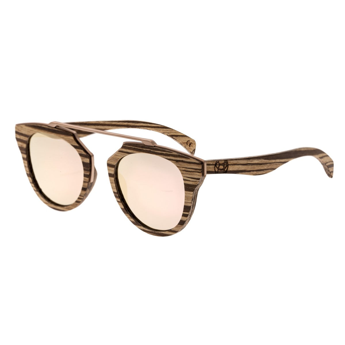 Earth Wood Ceira Polarized Sunglasses - Zebrawood/Rose Gold - ESG021RG