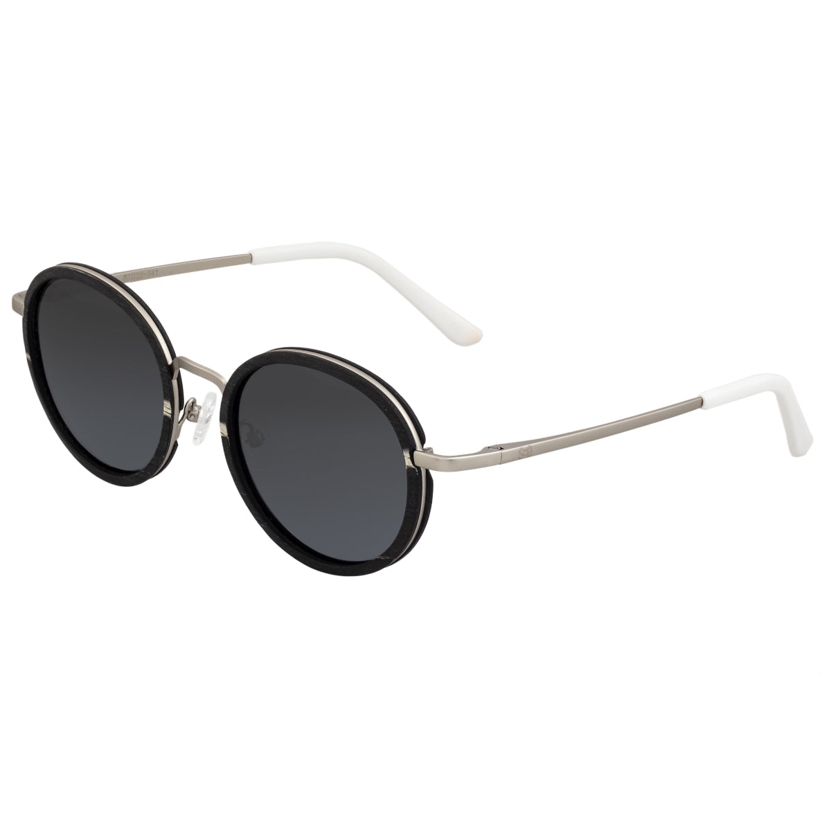 Earth Wood Himara Unisex Sunglasses Silver Frame Black Lens