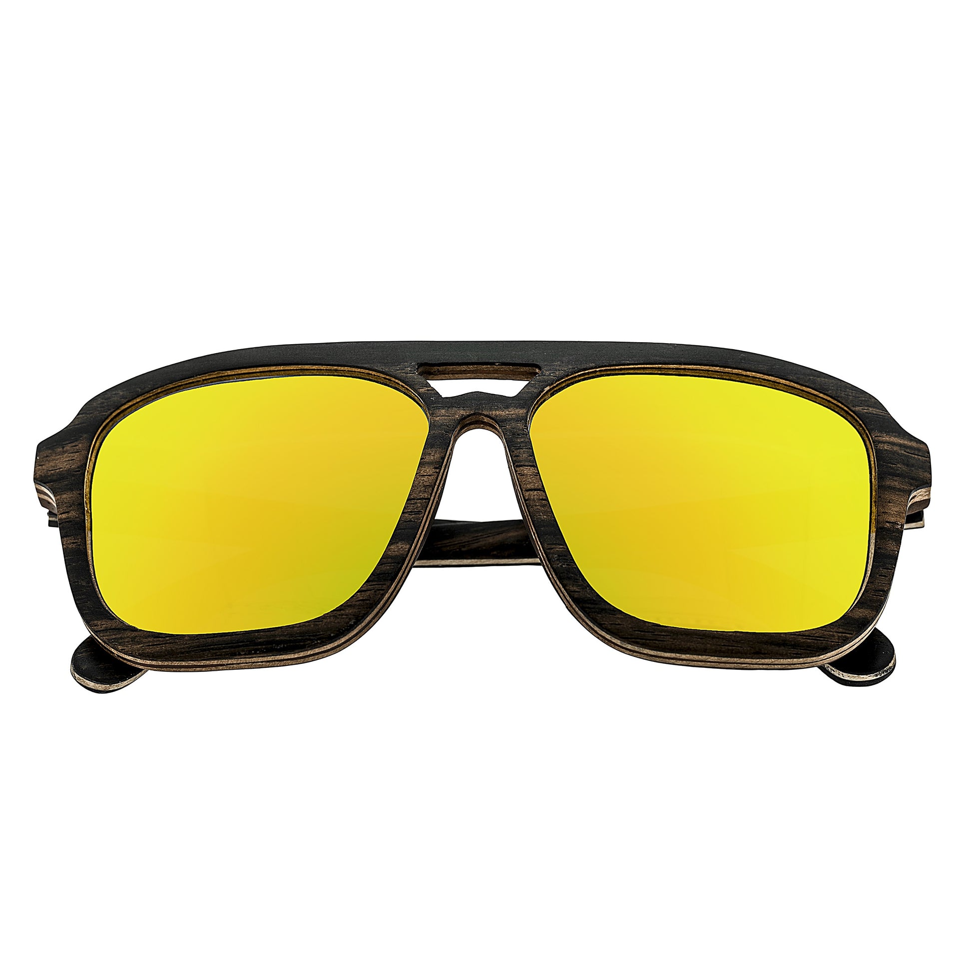 Earth Wood Playa Polarized Sunglasses - Ebony & Maple/Yellow - ESG062EM