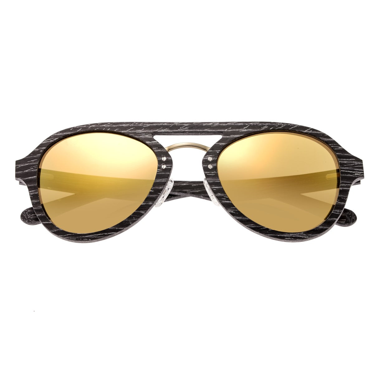 Earth Wood Cruz Polarized Sunglasses - Black Stripe/Gold - ESG023GD