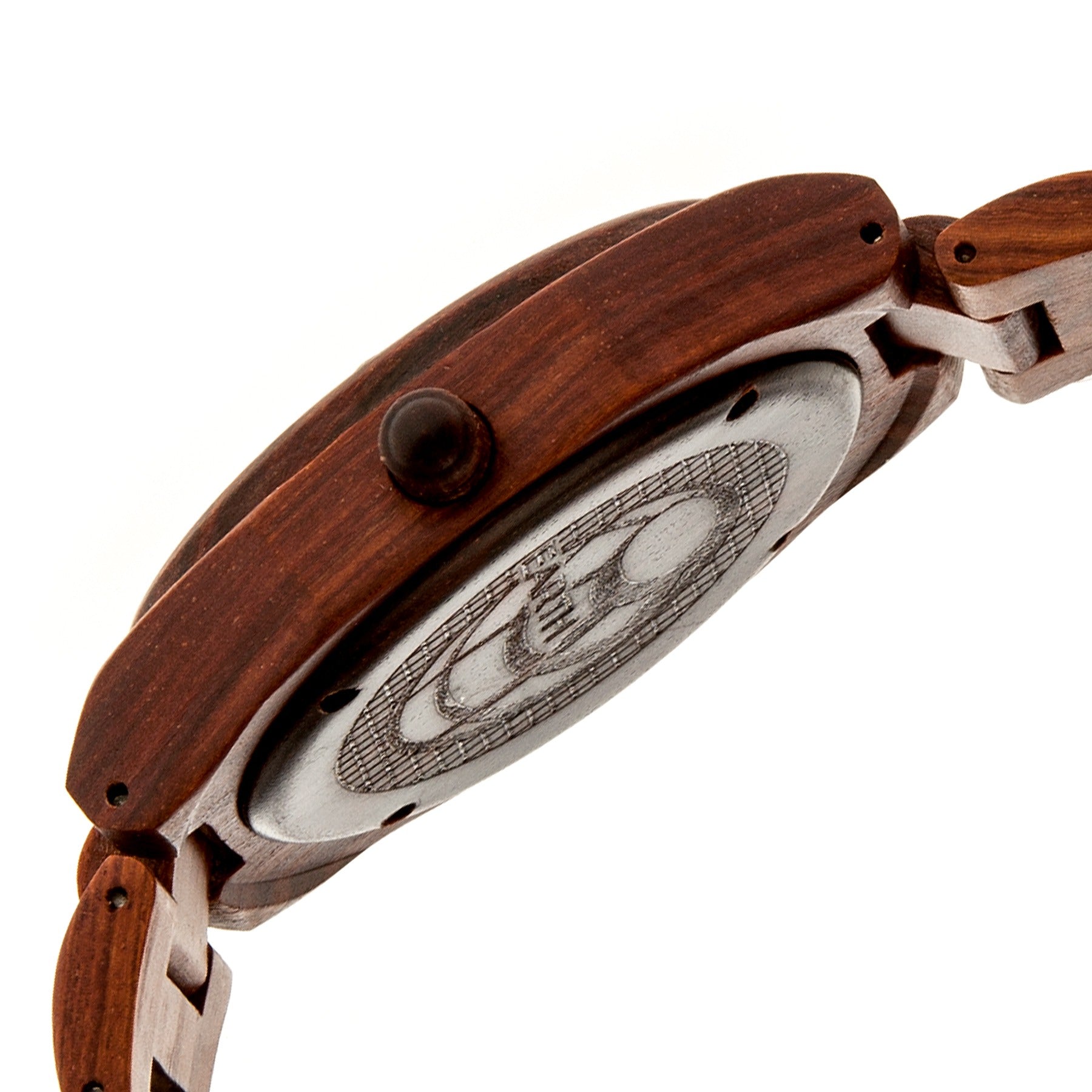 Earth Wood Cypress Skateboard-Dial Bracelet Watch w/Magnified Date - Red - ETHEW4003