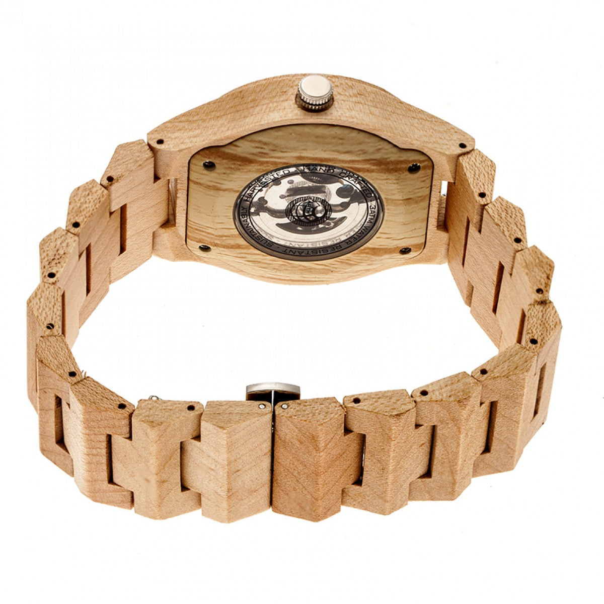 Earth Wood Gobi Automatic Skeleton Bracelet Watch - Khaki/Tan - ETHEW4301