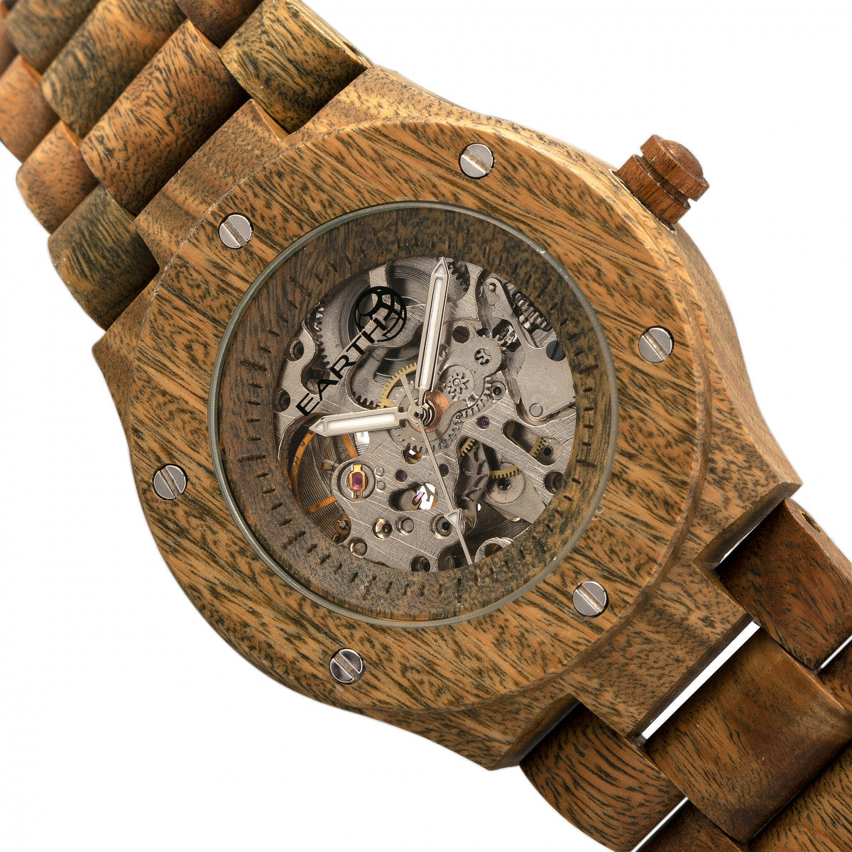 Earth Wood Grand Mesa Automatic Skeleton Bracelet Watch - Olive - ETHEW3104