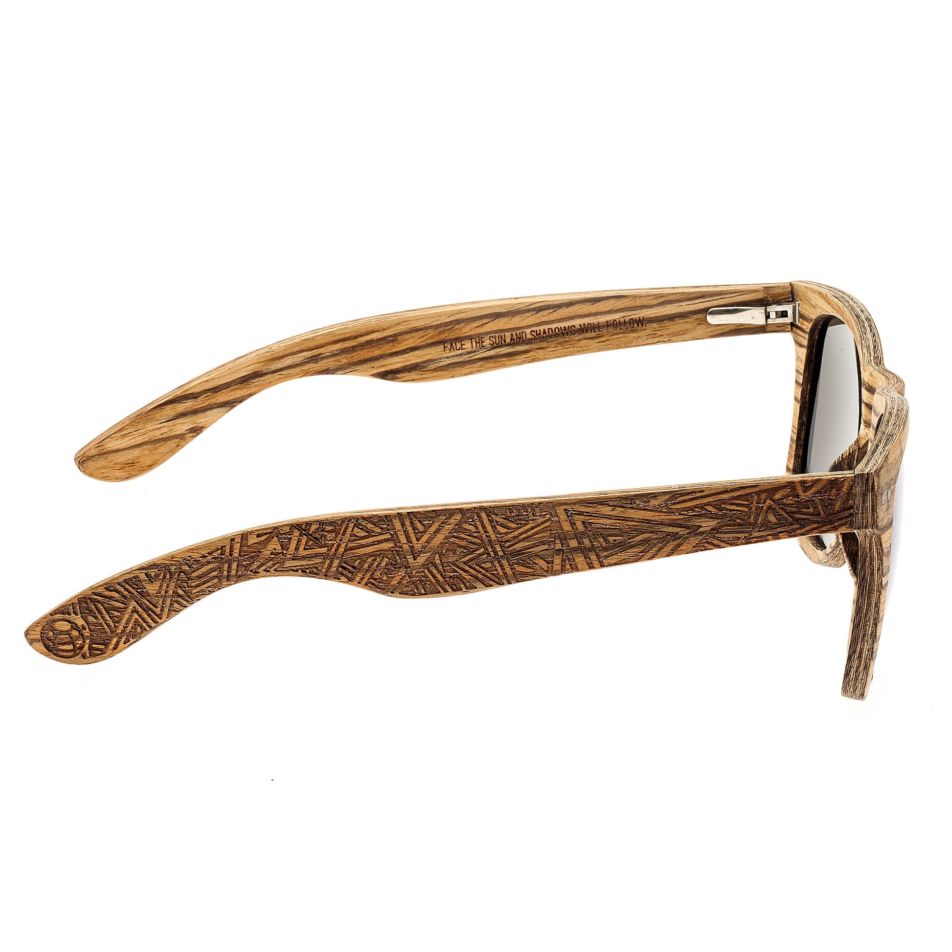 Earth Wood Cape Cod Polarized Sunglasses - Zebrawood/Blue - ESG060Z