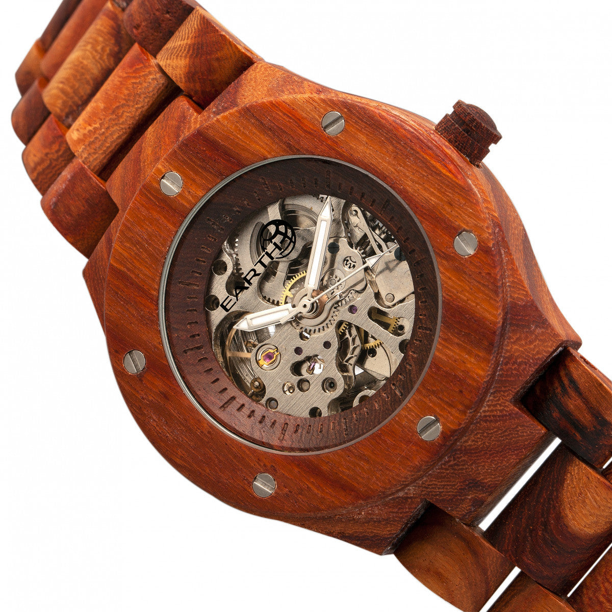 Earth Wood Grand Mesa Automatic Skeleton Bracelet Watch - Red - ETHEW3103