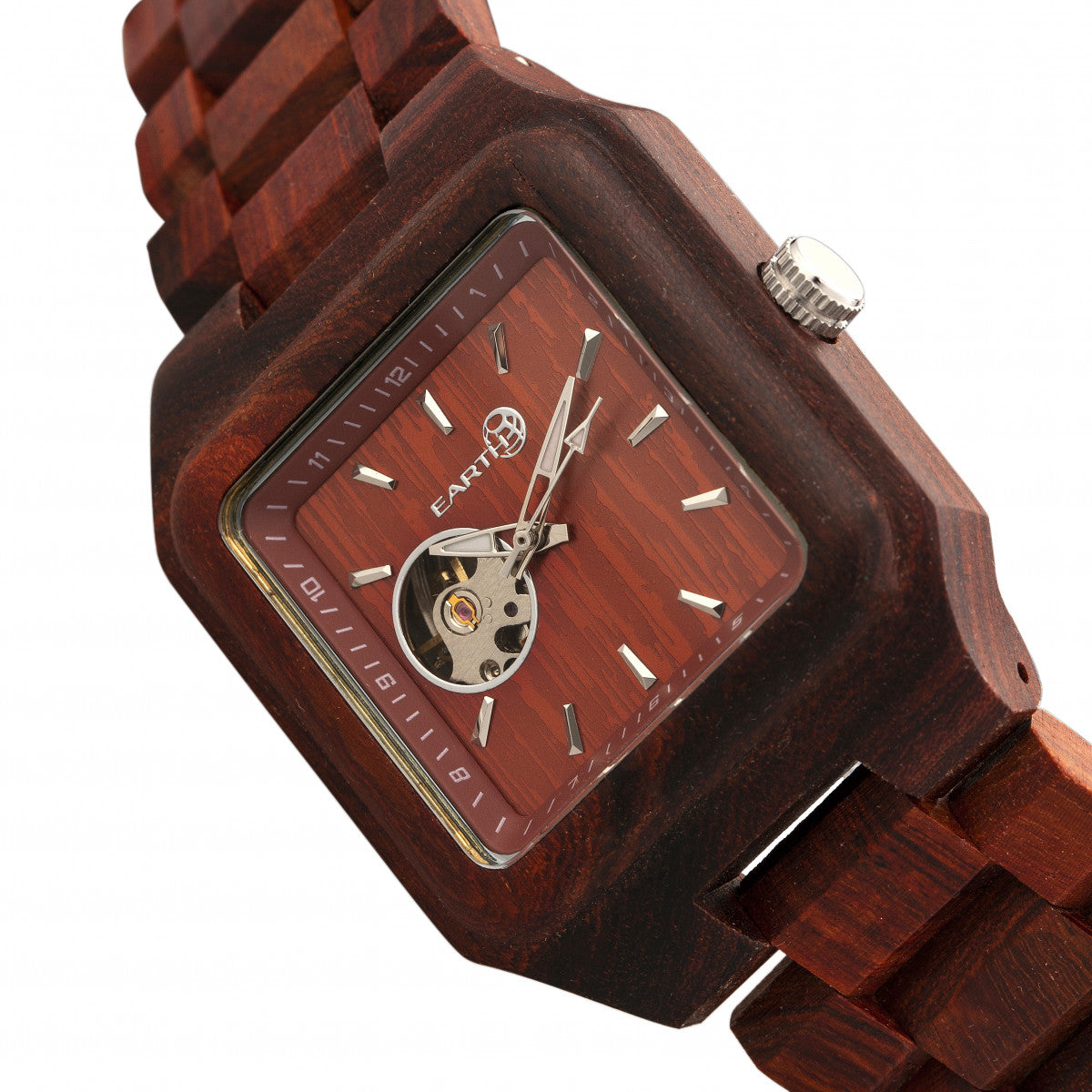 Earth Wood Black Rock Automatic Bracelet Watch - Red - ETHEW4403
