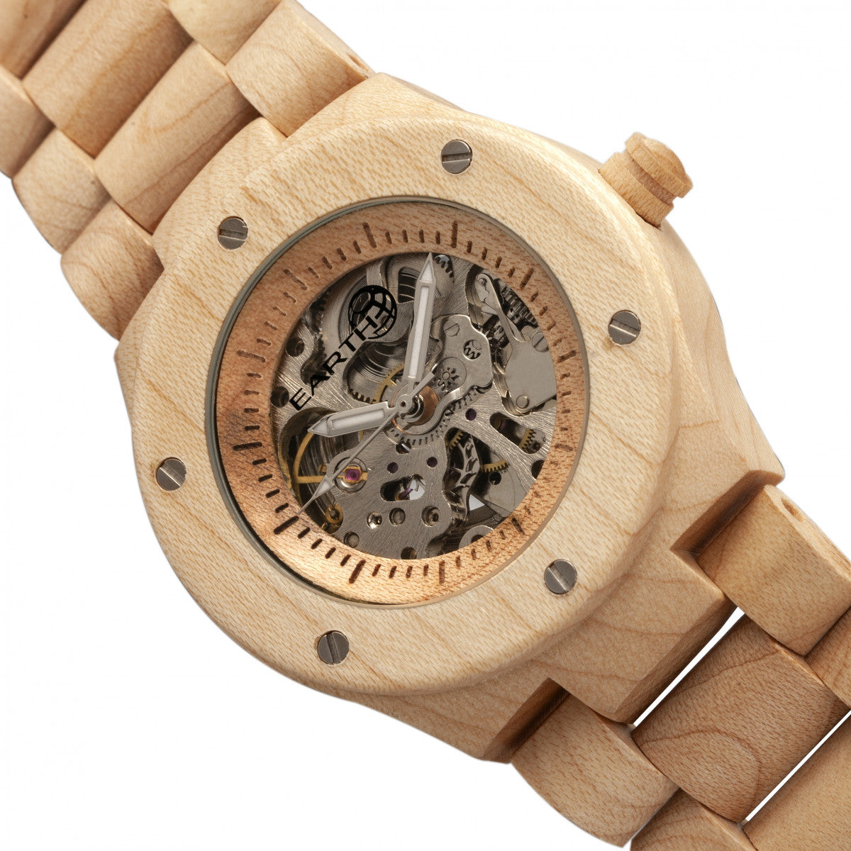 Earth Wood Grand Mesa Automatic Skeleton Bracelet Watch - Khaki/Tan - ETHEW3101