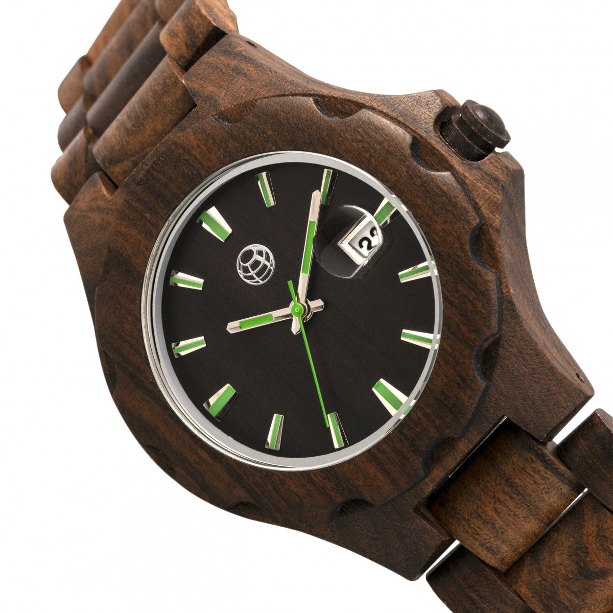 Earth Wood Gila Bracelet Watch w/Magnified Date - Dark Brown - ETHEW3302