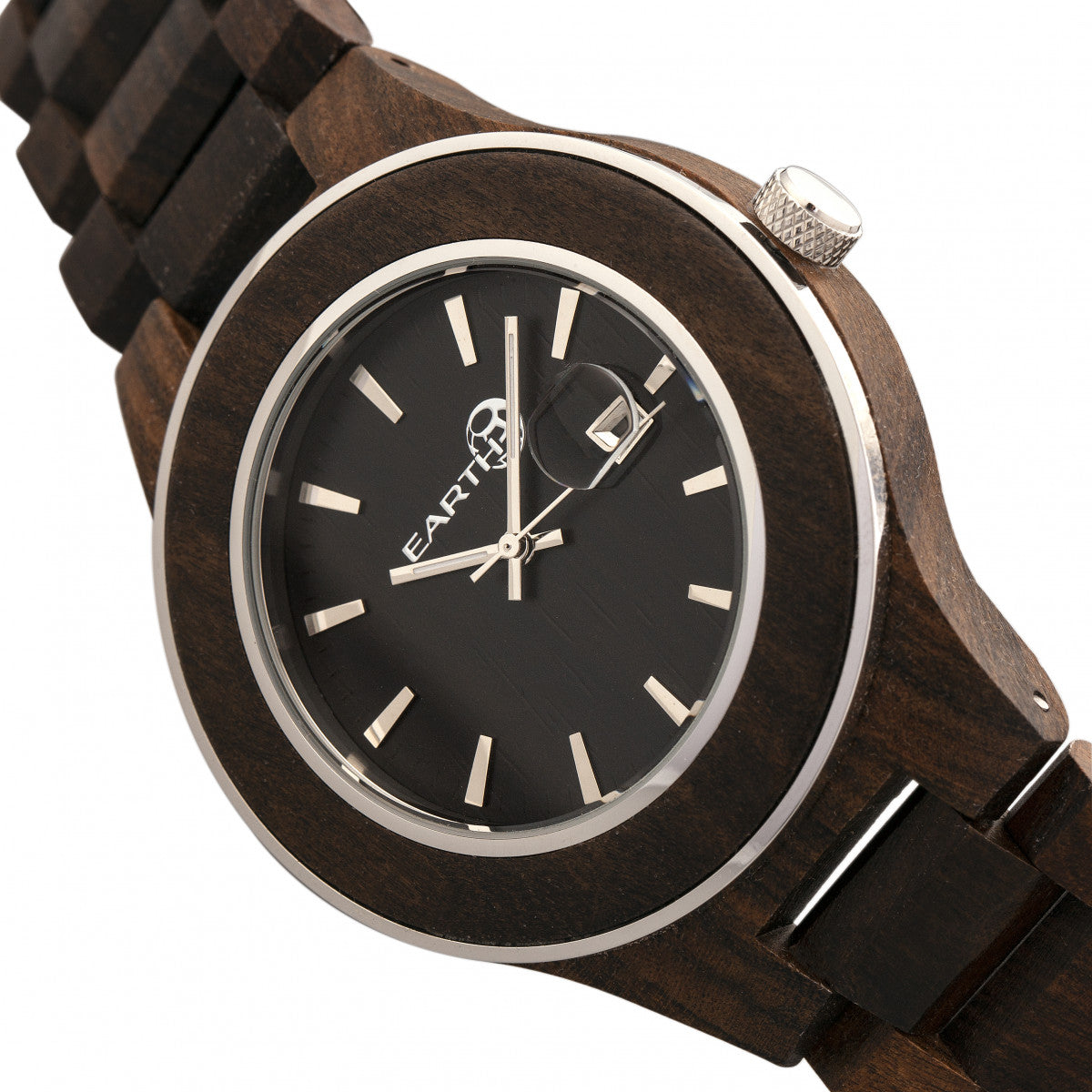 Earth Wood Cherokee Bracelet Watch w/Magnified Date - Dark Brown - ETHEW3402
