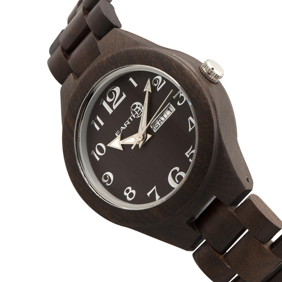 Earth Wood Sapwood Bracelet Watch w/Date - Dark Brown - ETHEW1602