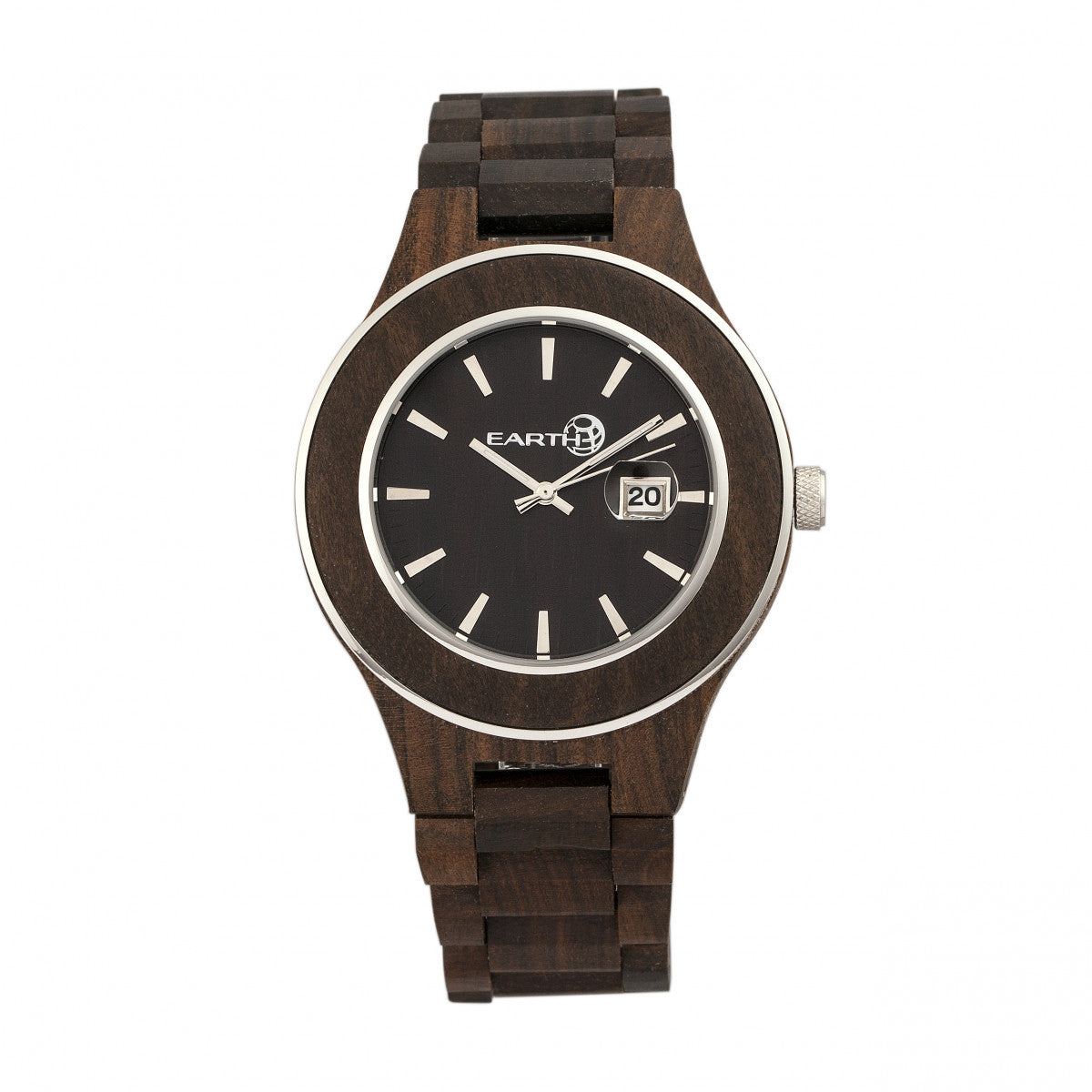 Earth Wood Cherokee Bracelet Watch w/Magnified Date - Dark Brown - ETHEW3402