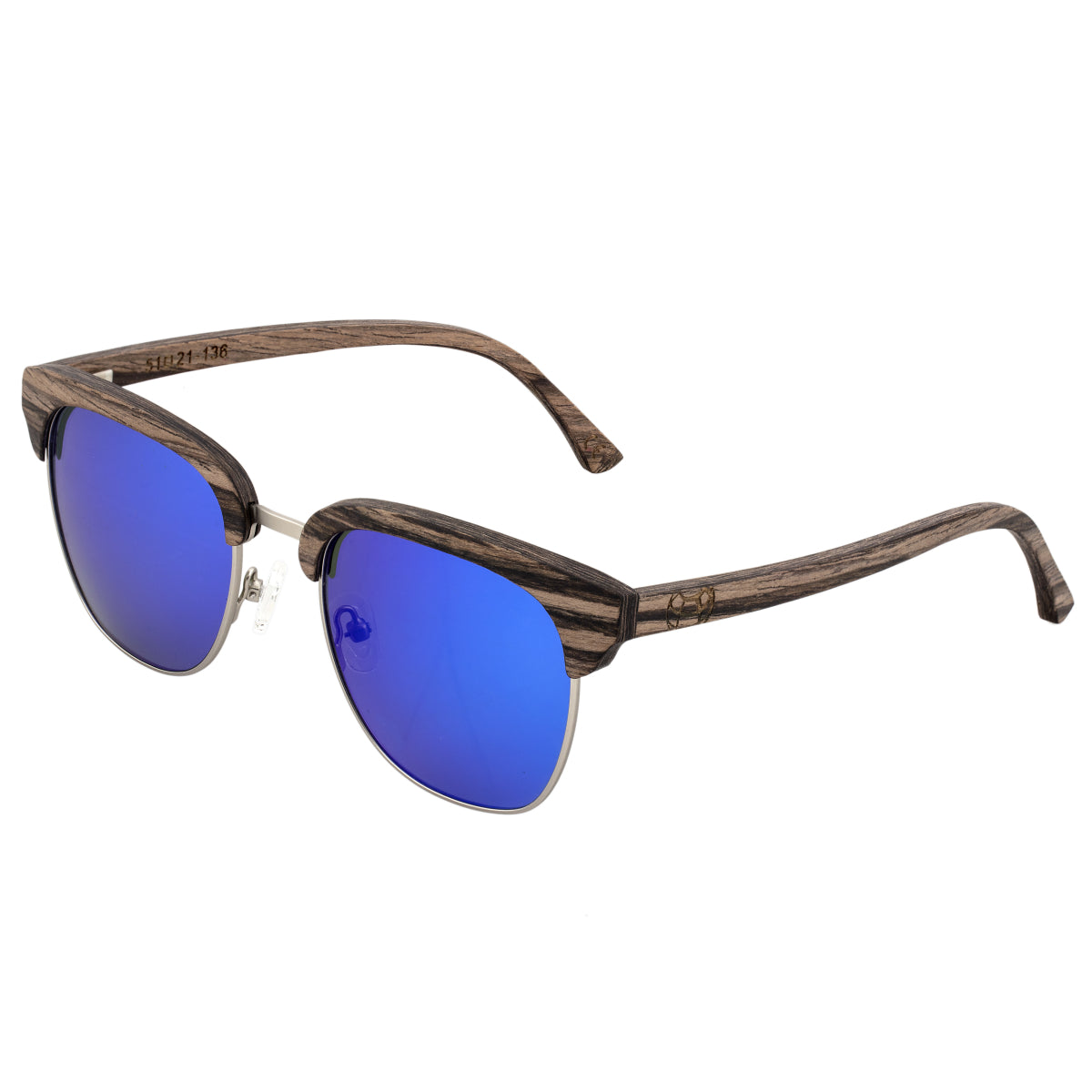 Earth Wood Sassel Polarized Sunglasses - Swiss Walnut/Blue  - ESG045WS