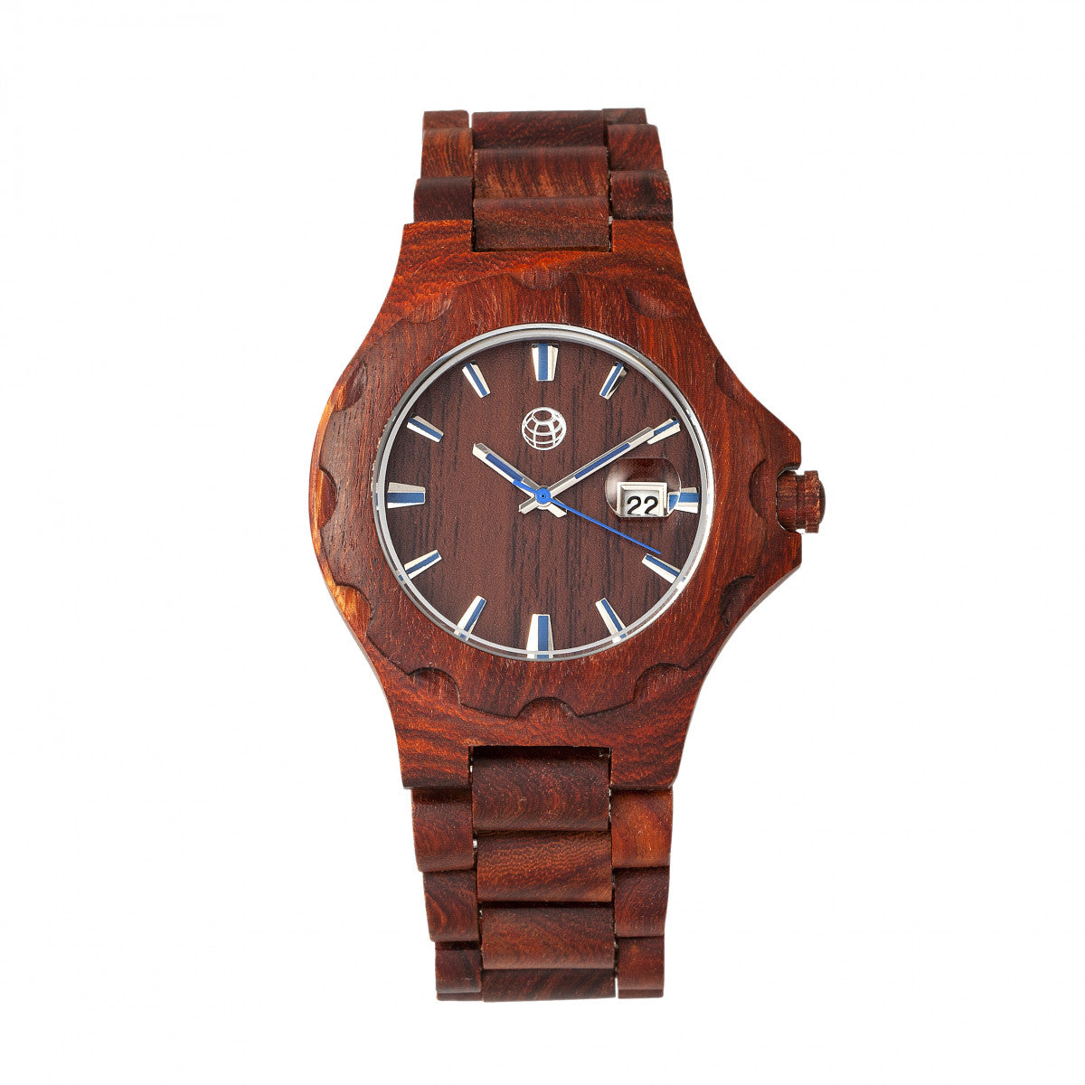 Earth Wood Gila Bracelet Watch w/Magnified Date - Red - ETHEW3303