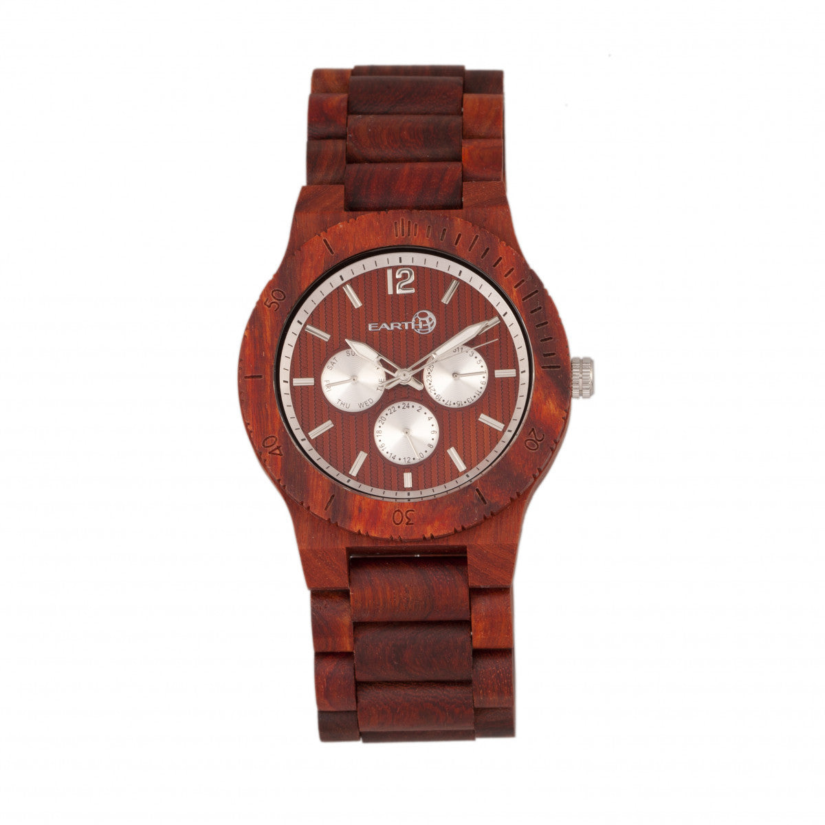 Earth Wood Bonsai Bracelet Watch w/Day/Date - Red - ETHEW5303
