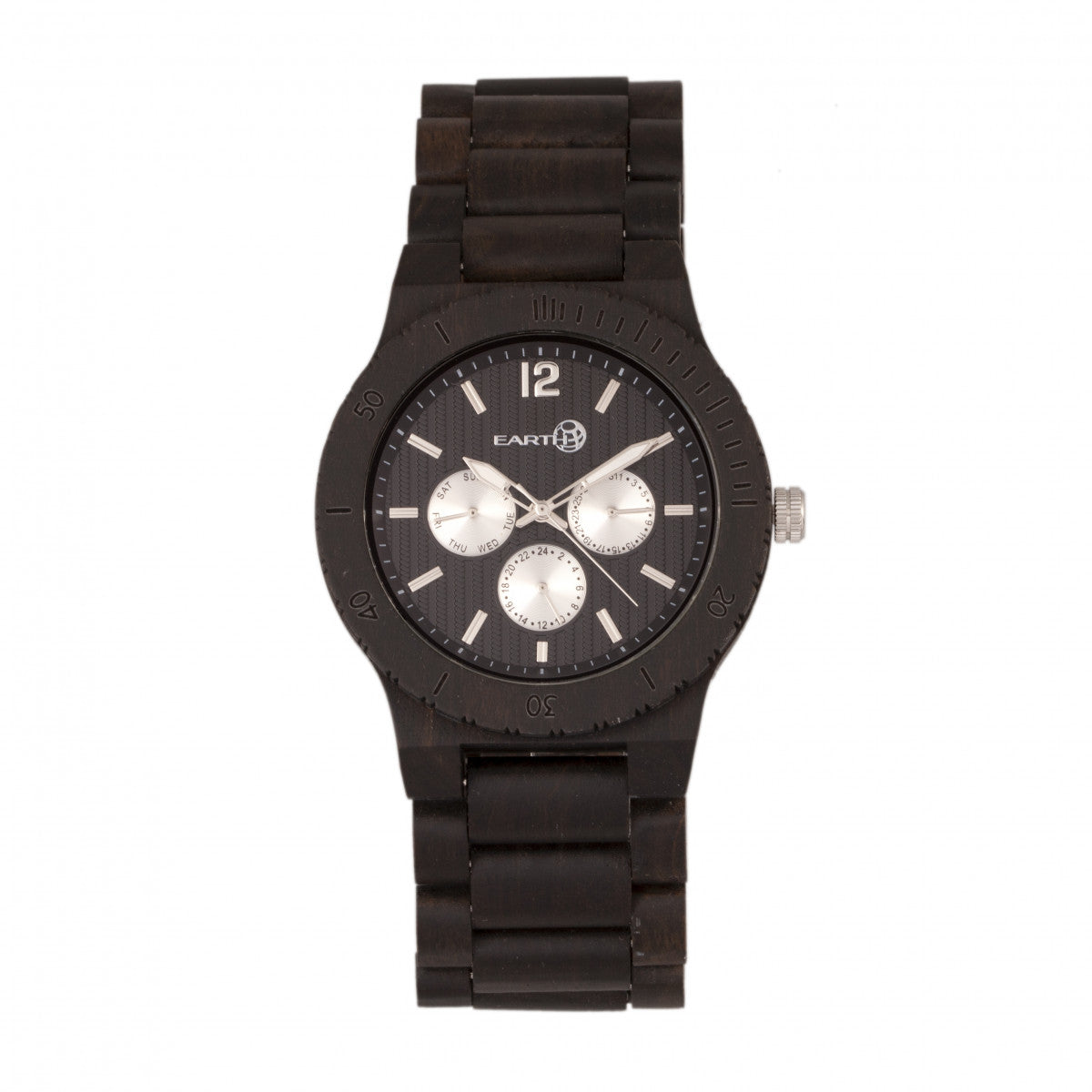 Earth Wood Bonsai Bracelet Watch w/Day/Date - Dark Brown - ETHEW5302