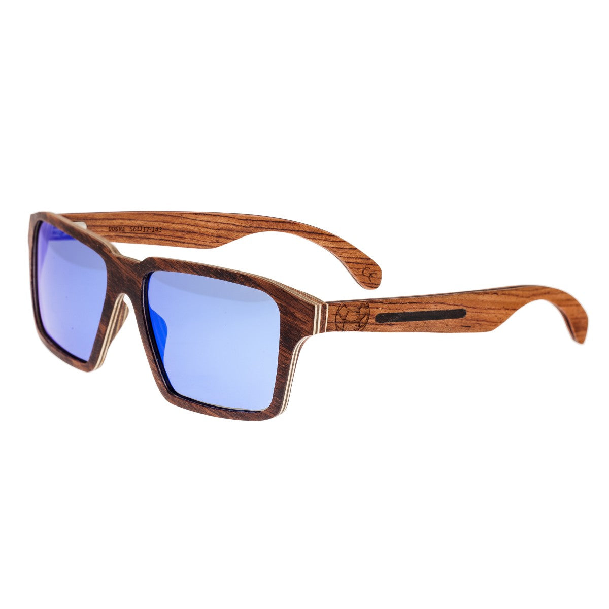 Earth Wood Piha Polarized Sunglasses - Red Rosewood/Blue - ESG006RE