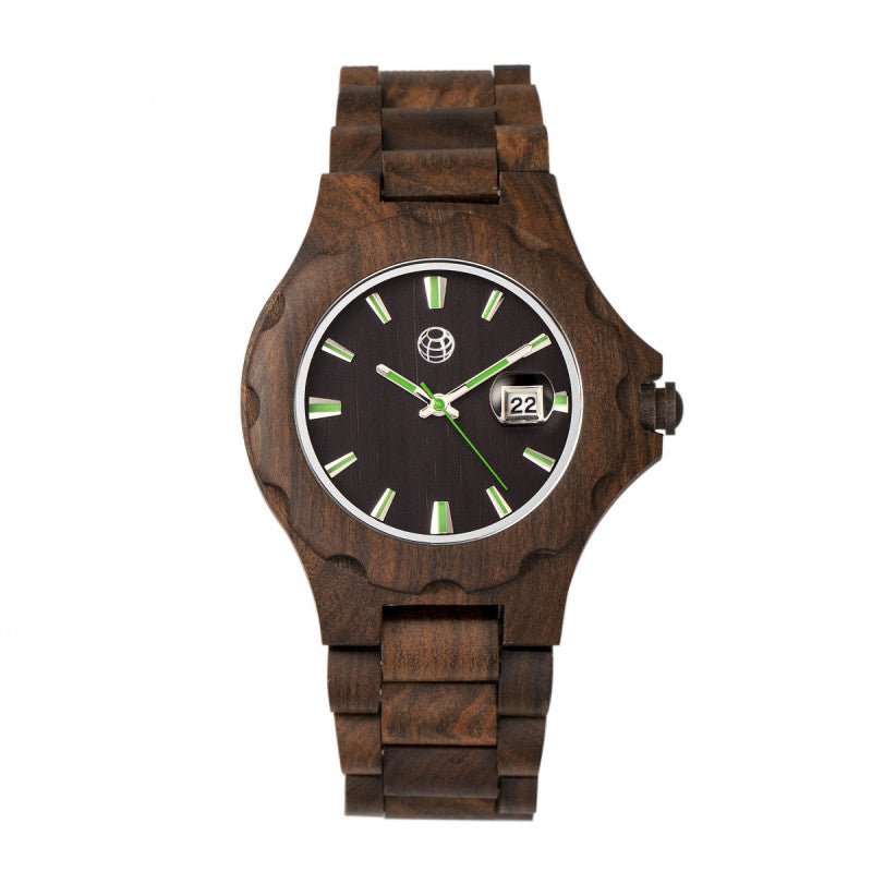 Earth Wood Gila Bracelet Watch w/Magnified Date