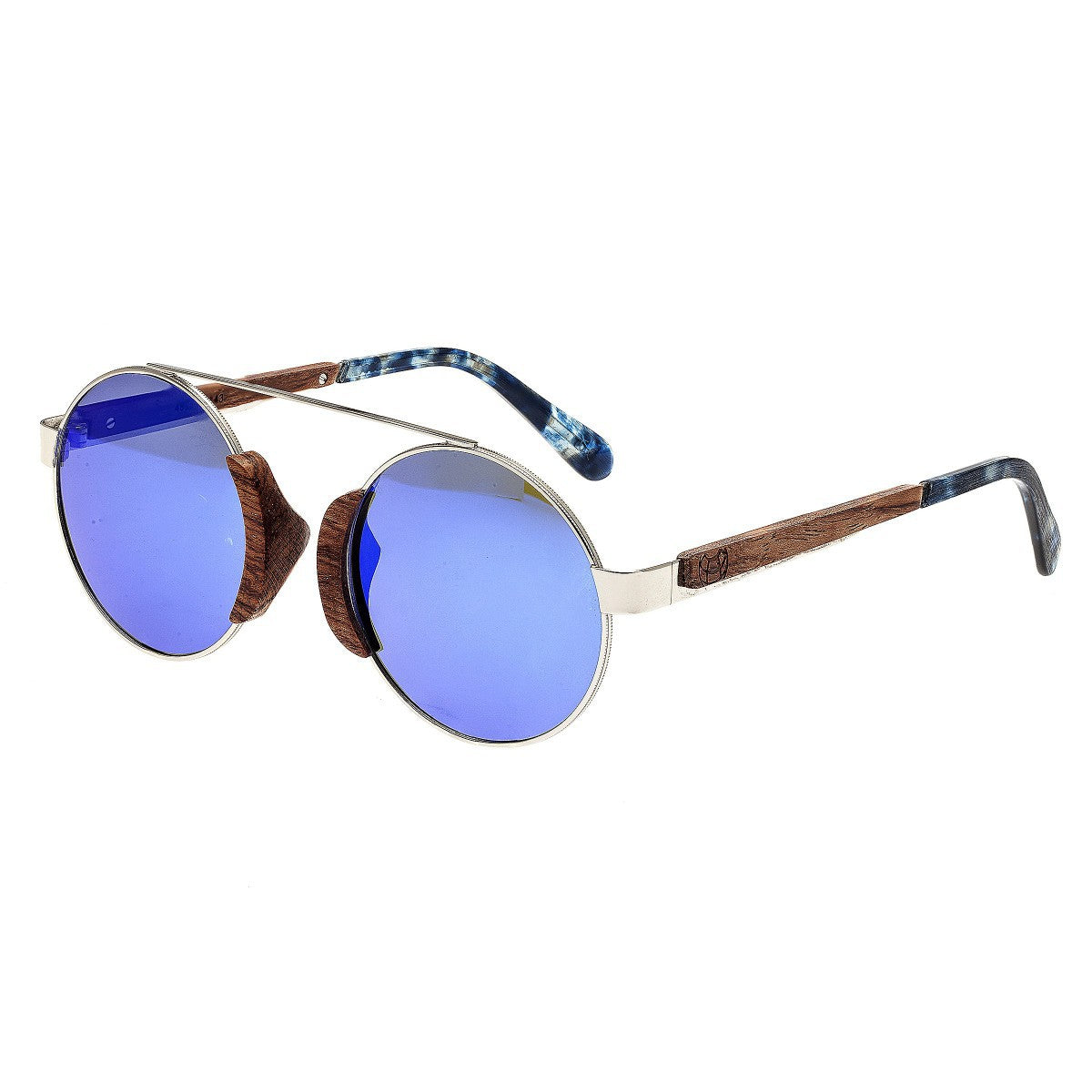 Earth Wood Talisay Polarized Sunglasses - Silver/Purple-Blue - ESG015R