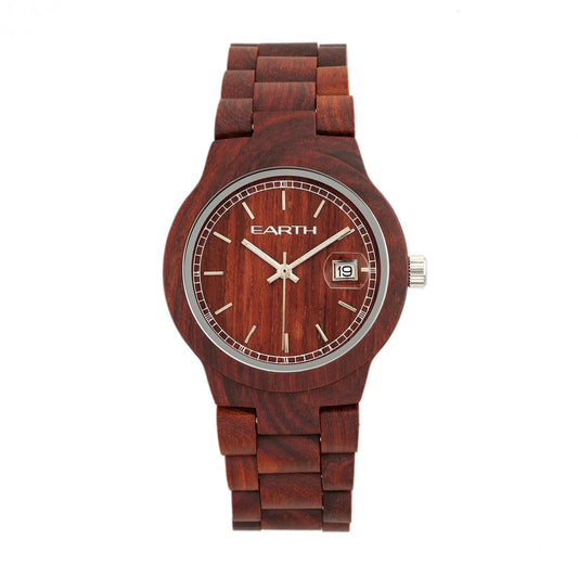 Earth Wood Biscayne Bracelet Watch w/Date - Red - ETHEW4203