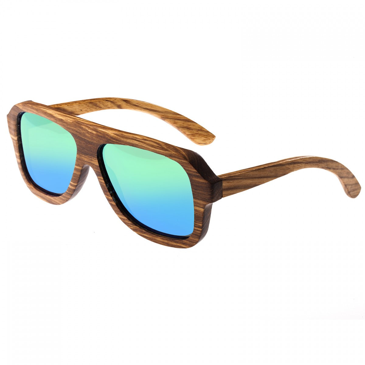 Earth Wood Siesta Polarized Sunglasses - Brown Zebra/Green - ESG067Z