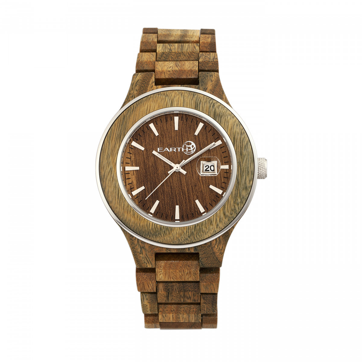 Earth Wood Cherokee Bracelet Watch w/Magnified Date - Olive - ETHEW3404