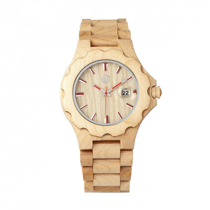 Earth Wood Gila Bracelet Watch w/Magnified Date